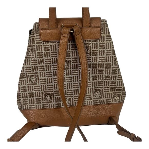 Anne Klein Logo Flap Backpack Purse Tan Faux Leather w/Card Holder New w/o Tags main image 5